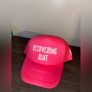 Pink Trucker Hat with Bold Text